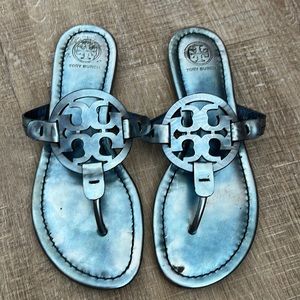 Tory Burch Metallic Blue Miller Sandals